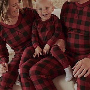 Pact organic cotton unisex kids Buffalo Check Pajama Set 4T